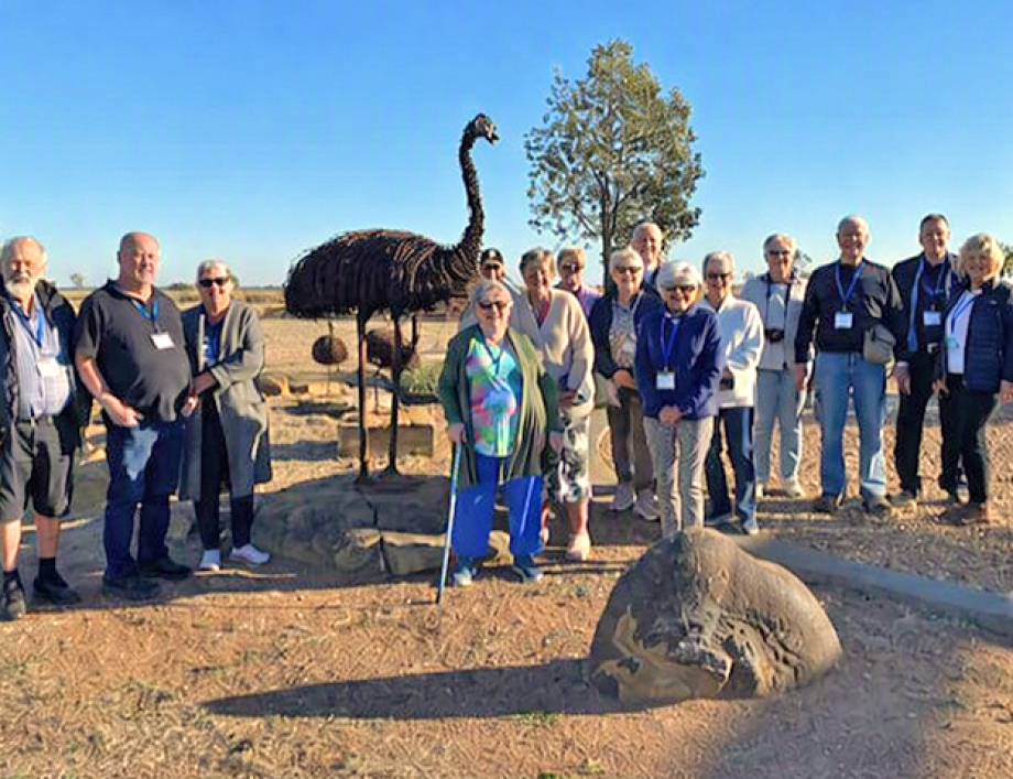 Bribie Island Members and Emu on Real Outback Tour